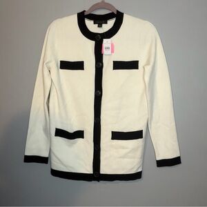 NWT Ann Taylor Black and Cream Cardigan